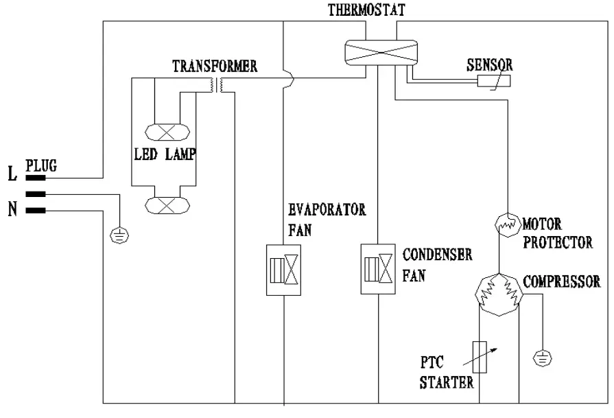 ARCTICA HEF957 Glass Door Refrigerator with Canopy - WIRING DIAGRAM