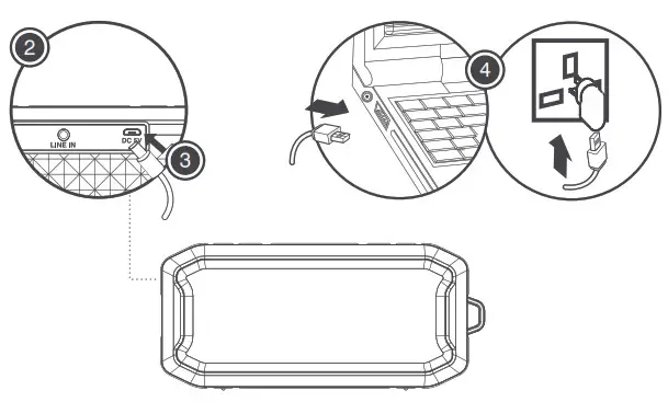 Goodmans 359732 Waterproof Speaker - re-charge the battery.