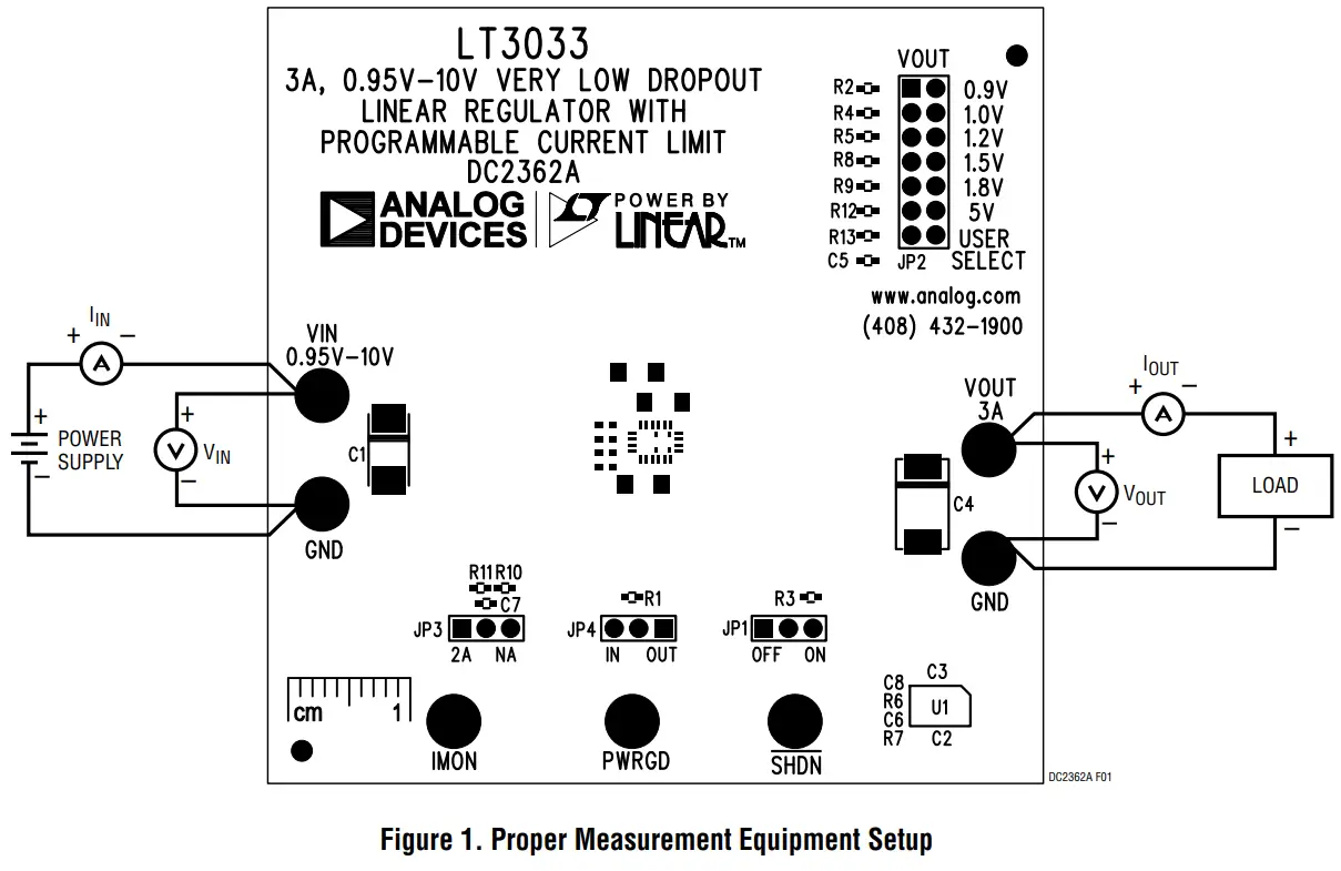 ANALOG DEVICES DC2362A 3A 0.95V to 10V Very Low Dropout Linear Regulator with Programmable Current Limit - fig 1