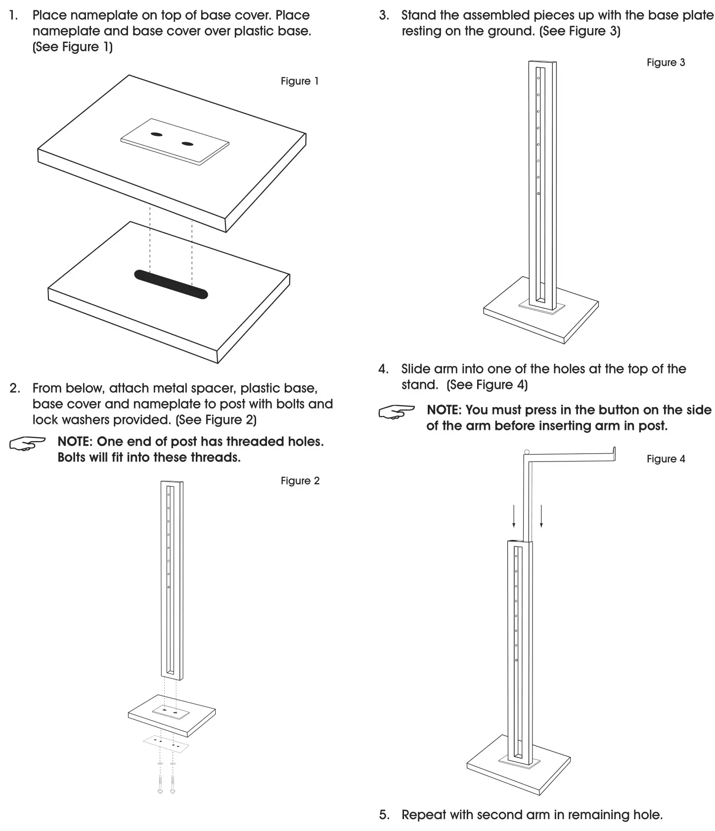 ULINE 2 Way Straight Arm Clothes Rack - ASSEMBLY Fig 1-4