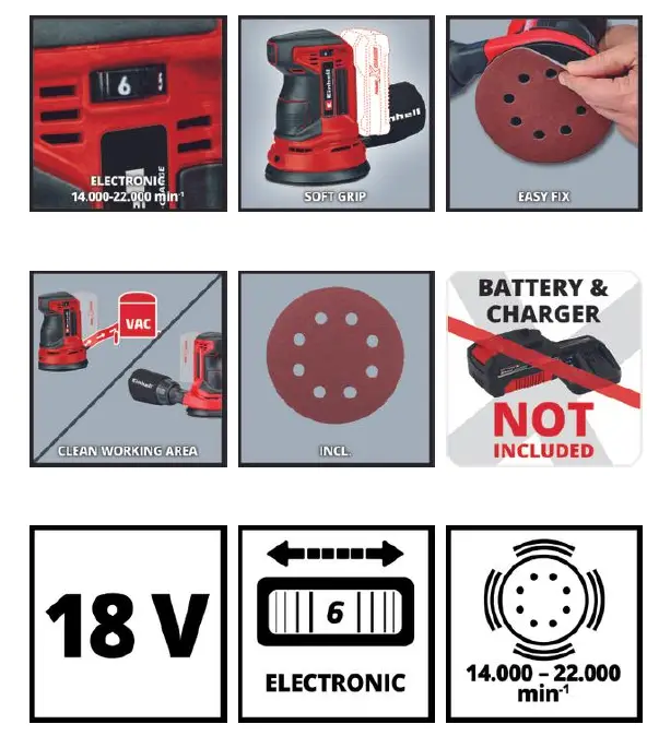 Einhell TE-RS 18 Li-Solo Cordless Rotating Sander 1