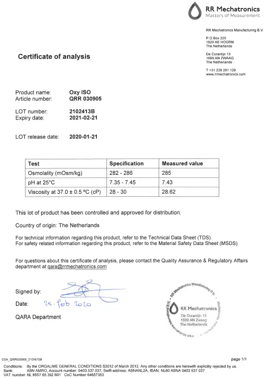 RR Mechatronics QRR030905 Certificate of Analysis-fig1