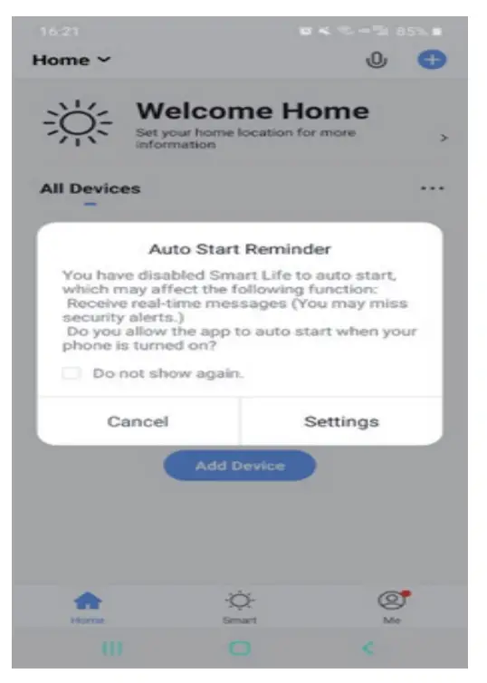 Smart Life App Setup Interface
