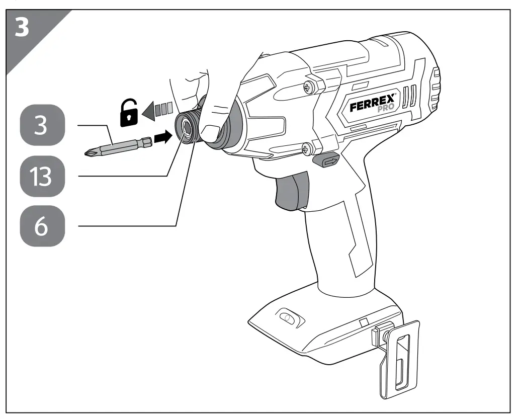 Inserting a screw bit