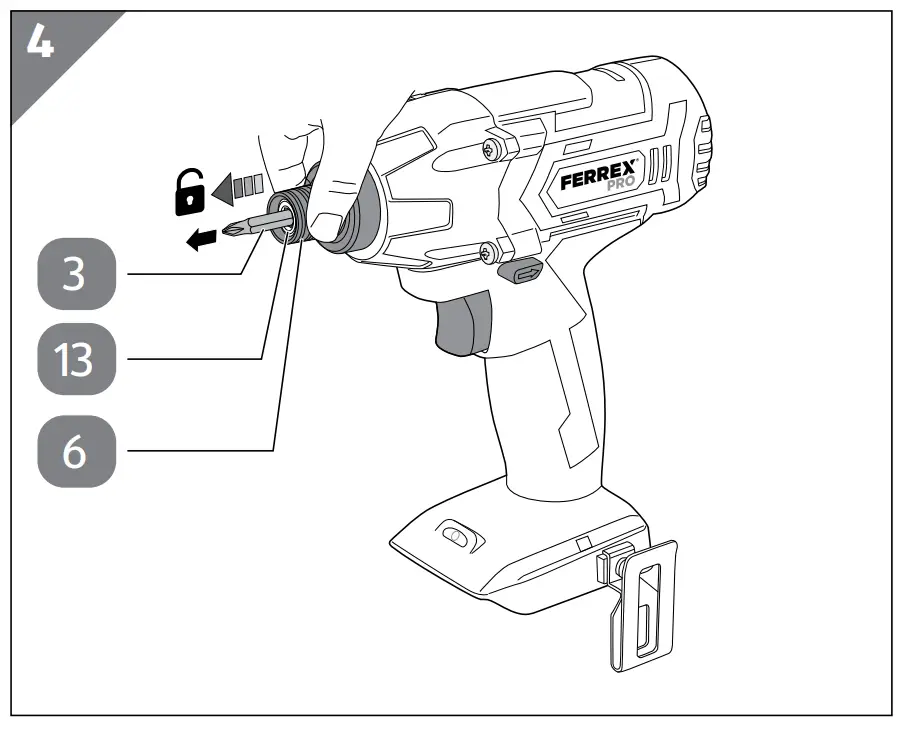 Inserting a screw bit