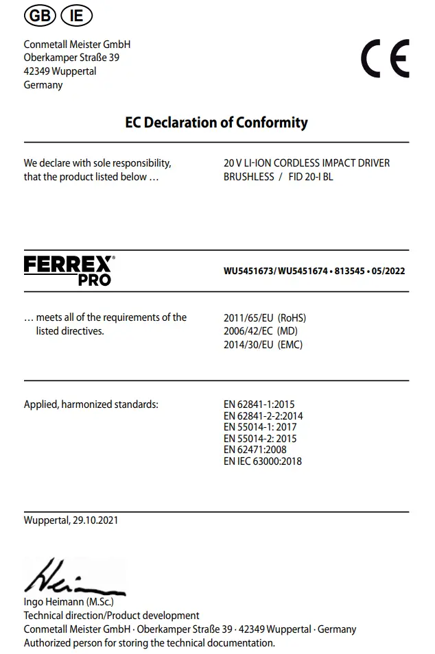 Declaration of Conformity