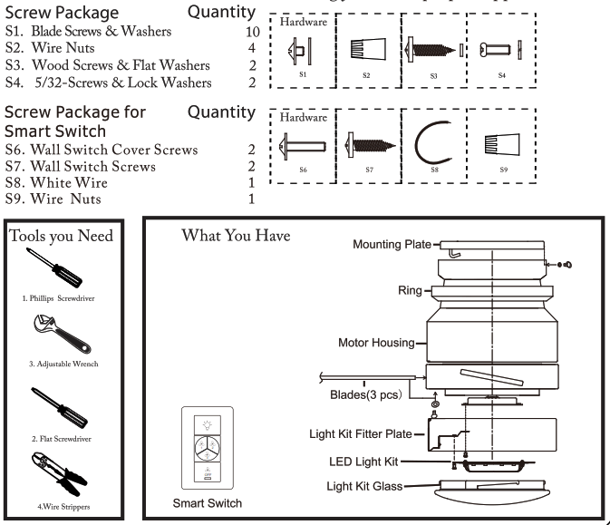 CARRO WGS 523BL 52 Inch 3 Blade Flush Mount Smart Ceiling Fan - fig