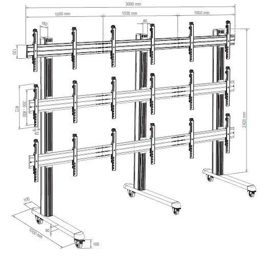 SECOMP-AG HA-VET-3x3-Landscape-Video-Wall-Trolley-13