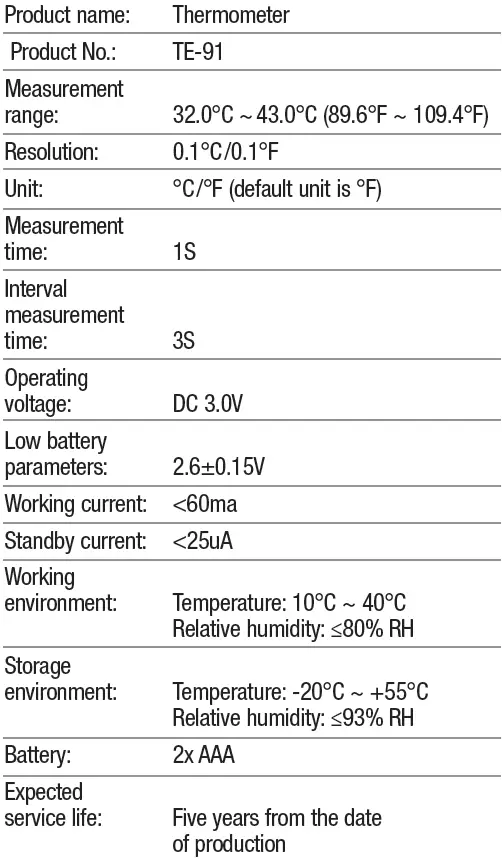 product specification