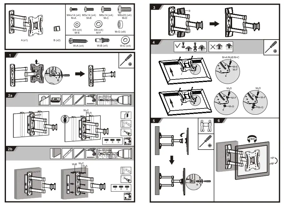 PureMounts PM-FM12-200 Full Motion LED LCD TV Wall Mount img
