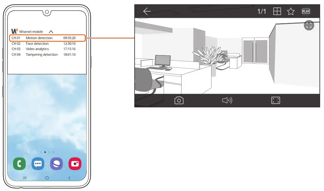 WISENET Mobile App - Event notification 1