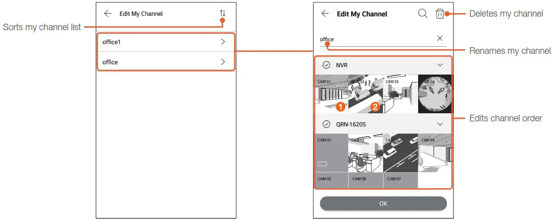 WISENET Mobile App - My channel screen 4