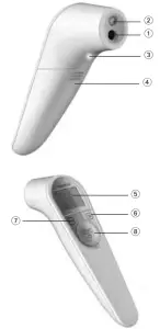 microlife NC200 Non Contact Forehead Thermometer - Diagram