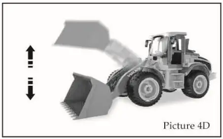 DOUBLE EAGLE E569-003 116 Rc Heavy Bulldozer Caterpillar 2.4G 10Ch Tractor User Manual - Loading Unloading button