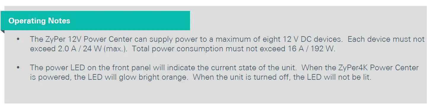 ZYPER4K 12V Rack Mount Power Center fig1