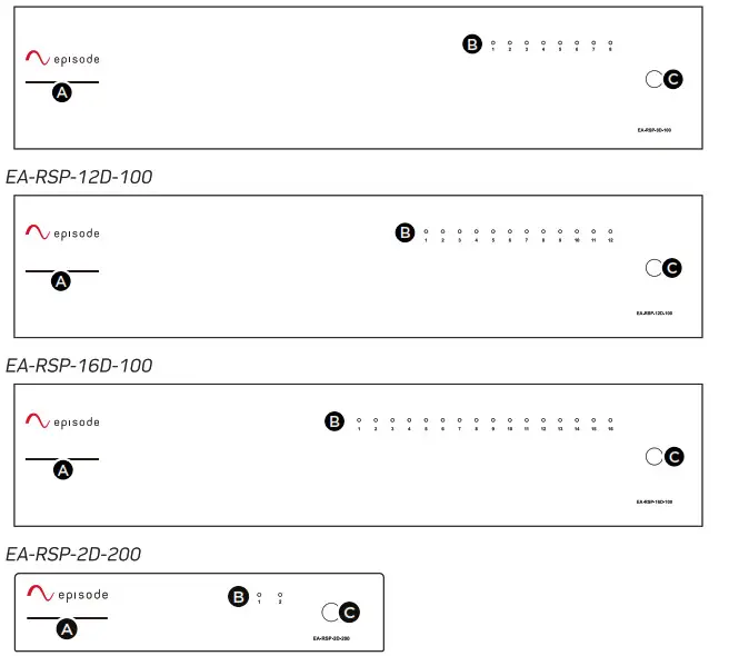 episode EA-RSP-2D-200 DSP Amplifiers- Front panel