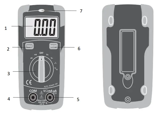 SP tools SP62015 Digital Multimeter with temperature Gauge - CONTROLS AND JACKS