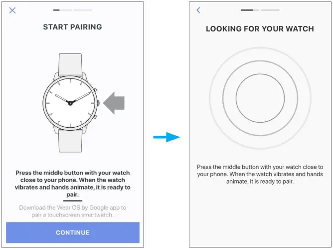 diagramCitizen YF05 - Press the right middle button B and tap [CONTINUE]