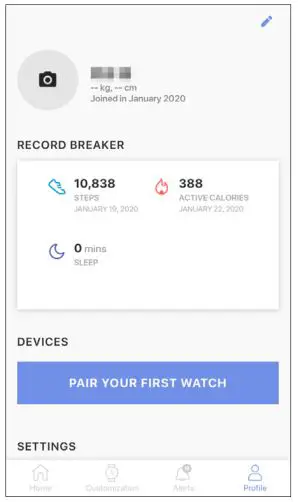 Citizen YF05 - To start pairing on the screen of the app