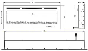 Oneinmil IF 1330TCL 30 Inches Electric Fireplace - Specification and Dimension