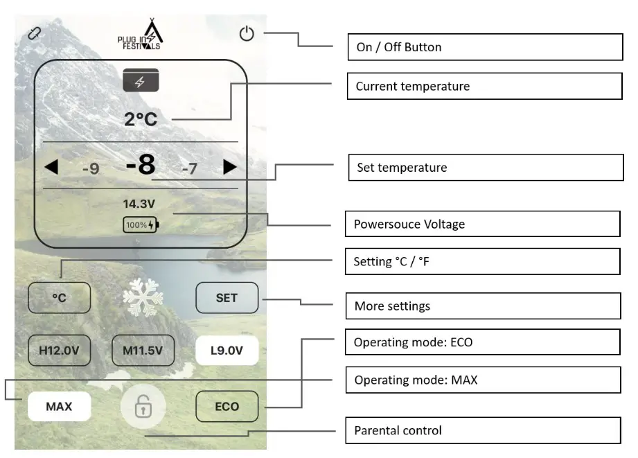 PLUG IN FESTIVAL IceCube 25 Compressor Cool Box - . Using the smartphone wireless app