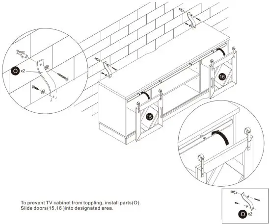 wampat MTS31502 Sliding Barn Door TV Stand for 70 Inch Flat Screen - 10