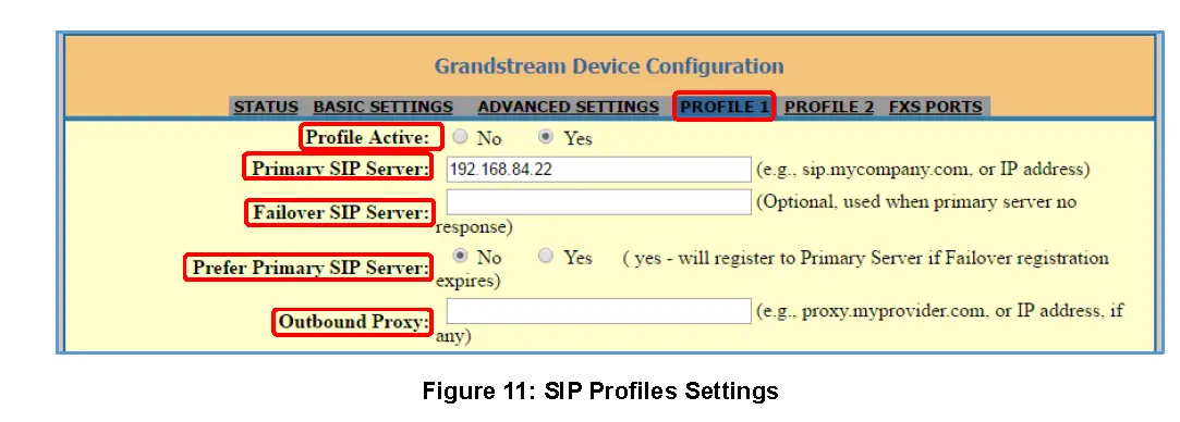 SIP Profiles Settings