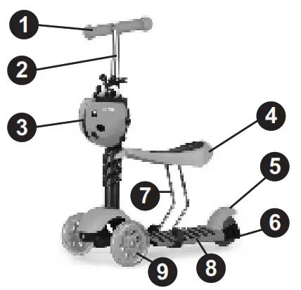 ChipoliNo DSKIE0212CG Kiddy LED Scooter - HANDLEGRIPS