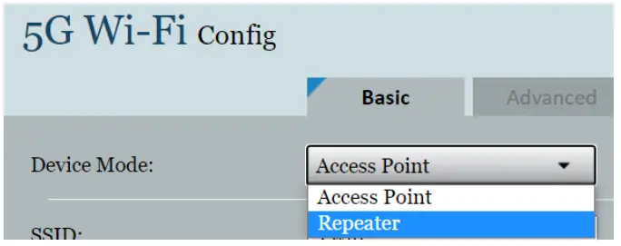 Dasan Zhone Solutions MESH-2100-GE Dual Band WiFi Repeater - Set Device Mode as Repeate
