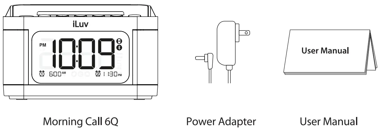 iLuv Bluetooth Alarm Clock Speaker with Wireless charger - fig1