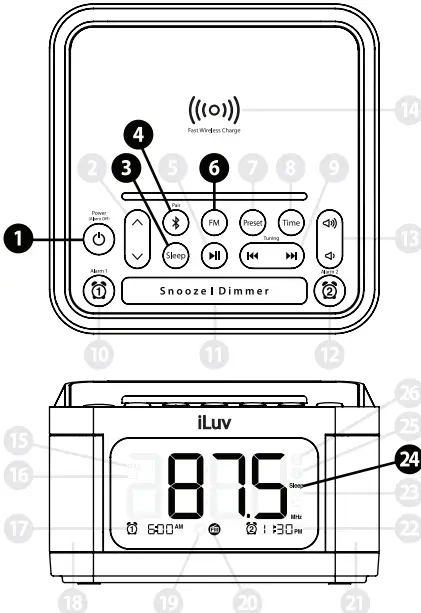 iLuv Bluetooth Alarm Clock Speaker with Wireless charger - fig10