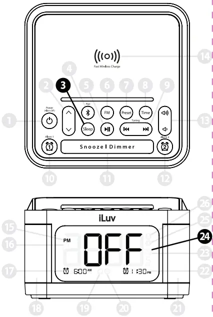 iLuv Bluetooth Alarm Clock Speaker with Wireless charger - fig11