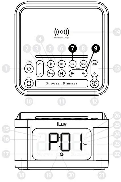 iLuv Bluetooth Alarm Clock Speaker with Wireless charger - fig13