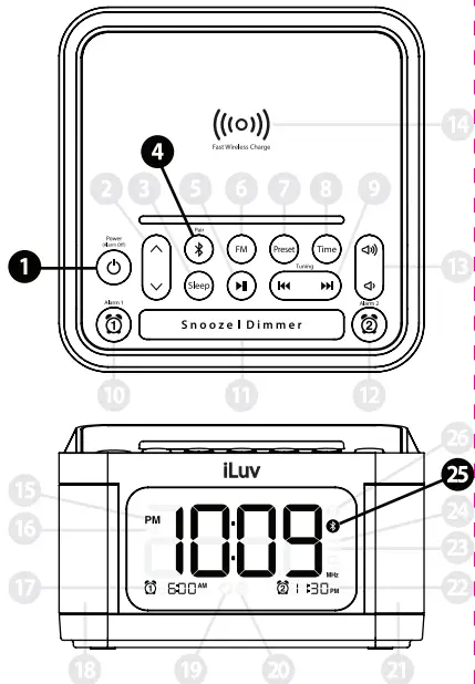 iLuv Bluetooth Alarm Clock Speaker with Wireless charger - fig15