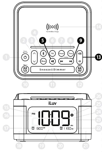 iLuv Bluetooth Alarm Clock Speaker with Wireless charger - fig17