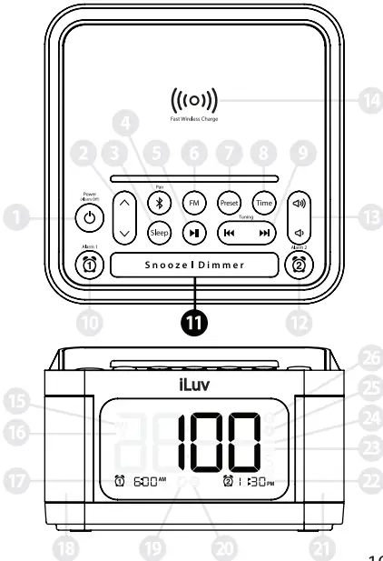 iLuv Bluetooth Alarm Clock Speaker with Wireless charger - fig18