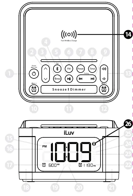 iLuv Bluetooth Alarm Clock Speaker with Wireless charger - fig20