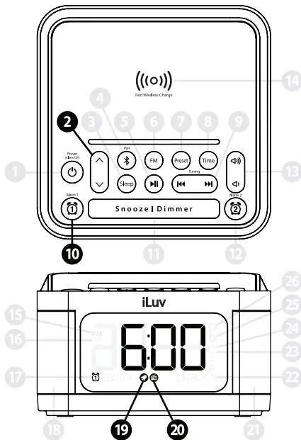 iLuv Bluetooth Alarm Clock Speaker with Wireless charger - fig6