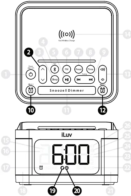 iLuv Bluetooth Alarm Clock Speaker with Wireless charger - fig7