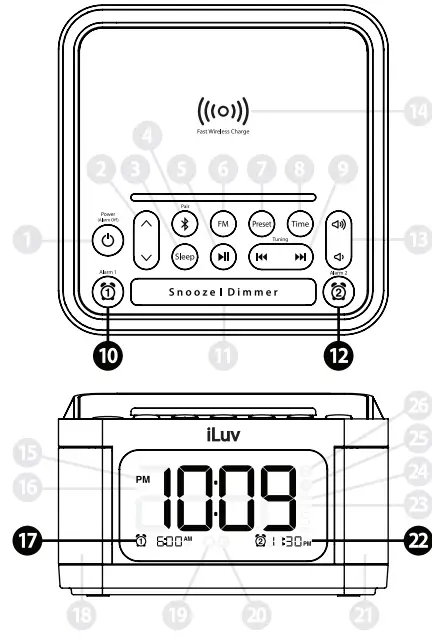 iLuv Bluetooth Alarm Clock Speaker with Wireless charger - fig8