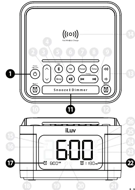 iLuv Bluetooth Alarm Clock Speaker with Wireless charger - fig9