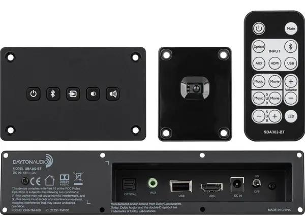 DAYTON AUDIO SBA302-BT Sound Bar Amplifier Kit with BT and IR Remote PRODUCT