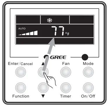 GREE Ceiling Cassette -TEMPERATURE SETTING