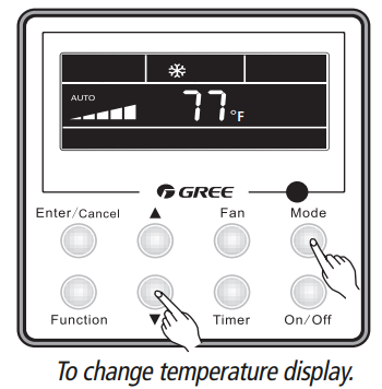GREE Ceiling Cassette -change temperature