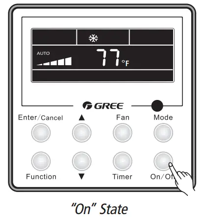 GREE Ceiling Cassette -on state