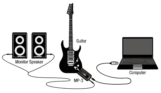 NUX MP-3 Mighty Plug Pro Guitar and Bass Amp Modeling Earphone Amplug - recoding