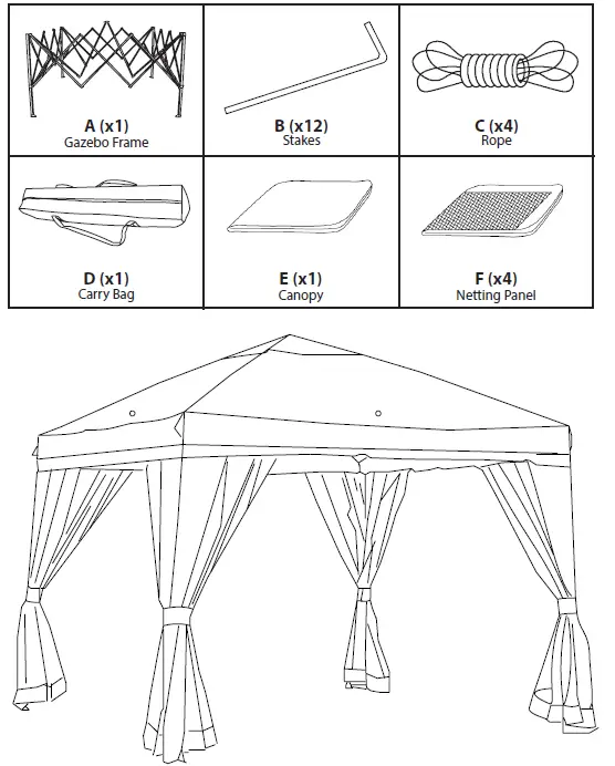 TDC USA INC 21951 10x10 Foot Portable Gazebo with Netting-2
