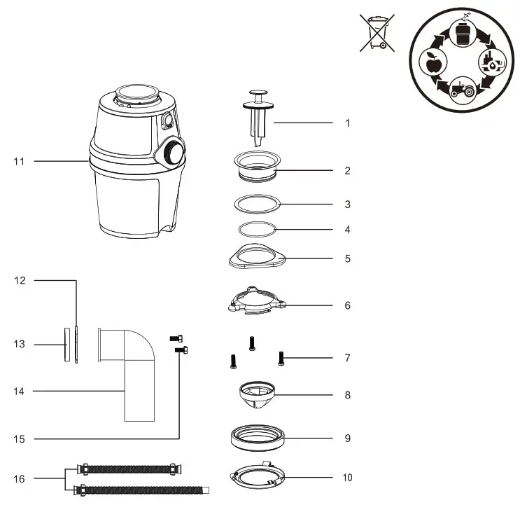 Hissun Food Waste Disposer -parts