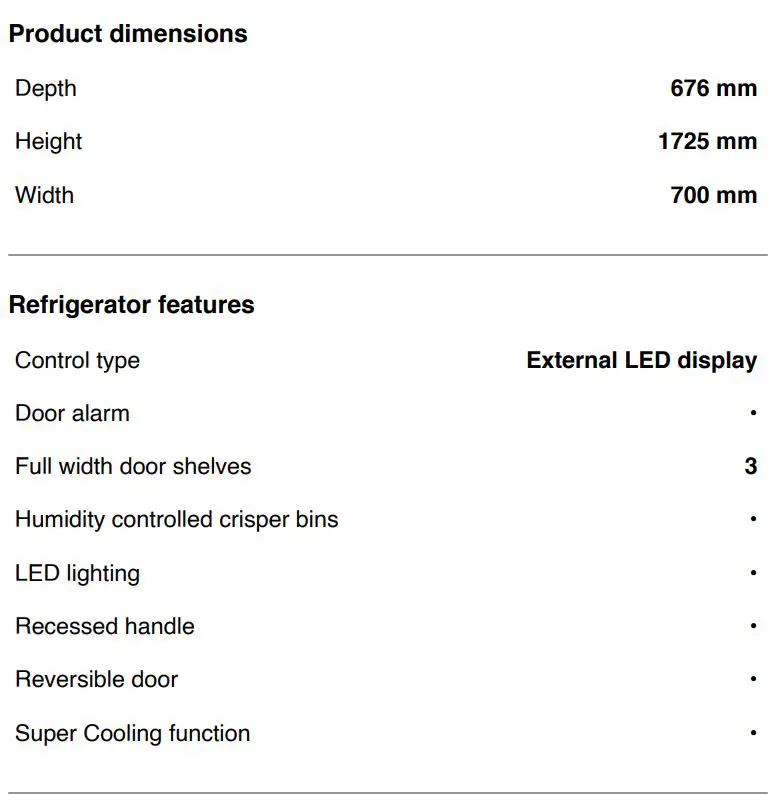 Haier HRF450BS2 Refrigerator Freezer 70cm 419L Bottom Freezer User Guide - SPECIFICATIONS
