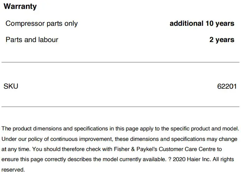 Haier HRF450BS2 Refrigerator Freezer 70cm 419L Bottom Freezer User Guide - SPECIFICATIONS